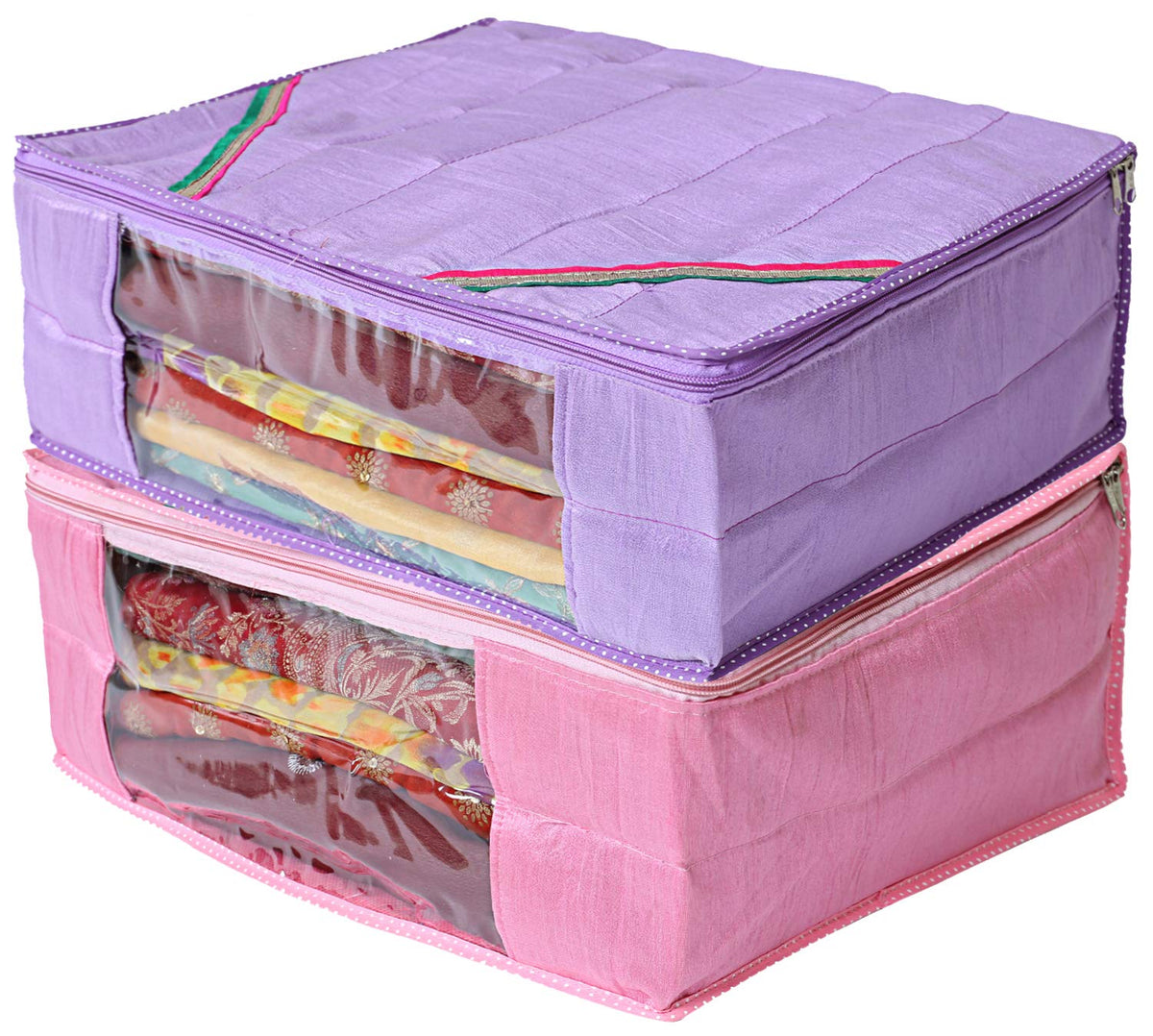 Kuber Industries 2 Piece Raw Silk Saree Cover (CTKTC2861)