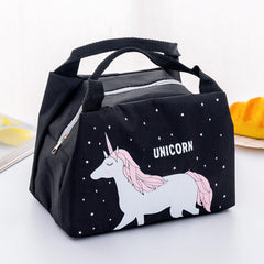 Kuber Industries Pack of 2 Lunch Bag | Lunch Bag for Office | Lunch Bag for College | Reusable Lunch Bag | Lunch Bag for Adults | Tiffin Lunch Bag with Handle | Printed | LYN04-BLK | Black