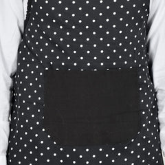 Heart Home Dot Printed Apron with 1 Front Pocket- Pack of 2 (Black)-50HH0719
