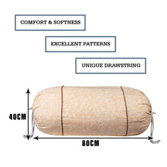 Kuber Industries Bolster Covers | Cotton Bolster Cover Set | Diwan Bolster Cover Set | Bolster Pillow Cover | Khakhi Printed Masand Cover | 16x32 Inch | Pack of 2 | Cream