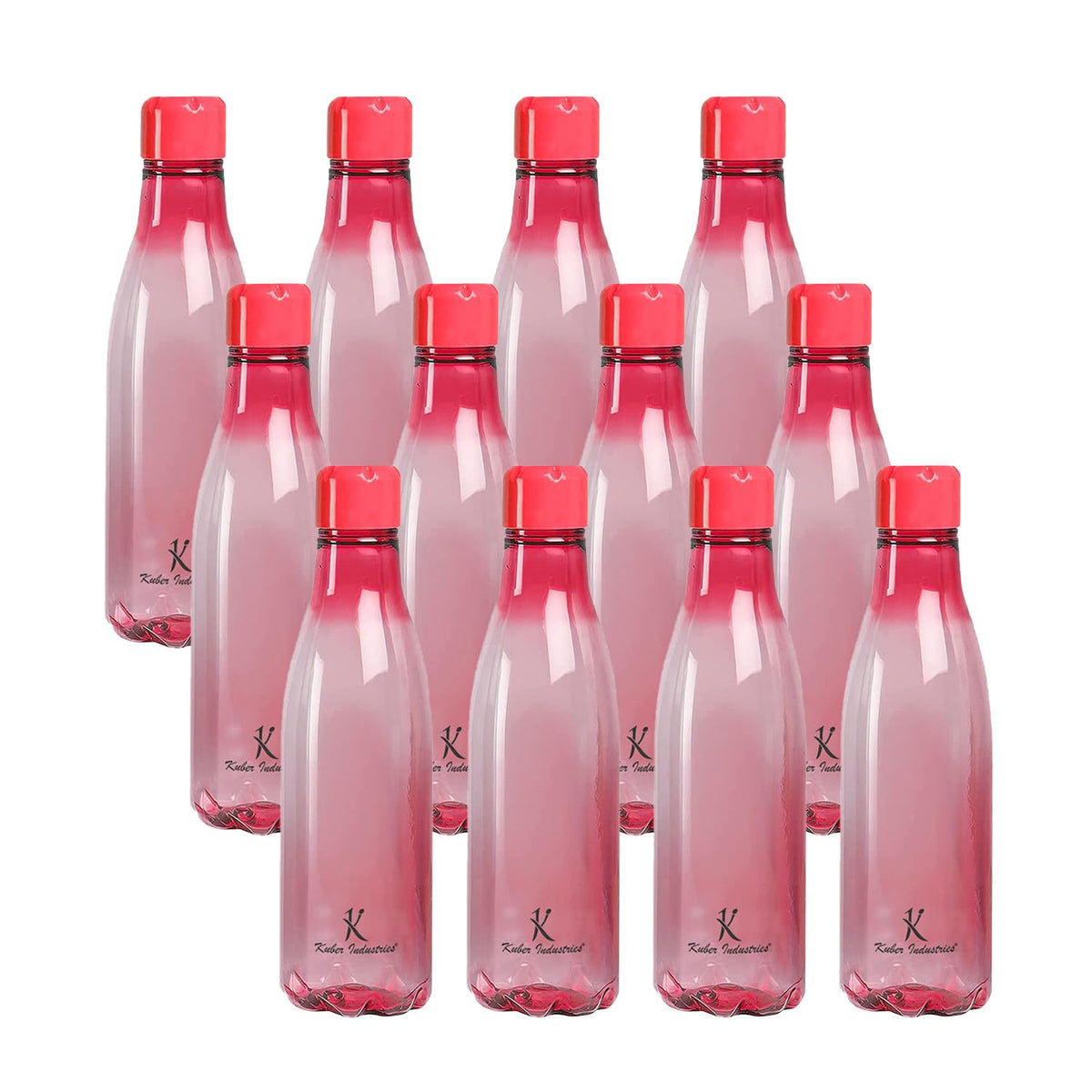 Kuber Industries BPA Free Plastic Water Bottles | Unbreakable, Leak Proof, 100% Food Grade Plastic | for Kids & Adults | Refrigerator Plastic Bottle Set of 4|Pink (Pack of 3)