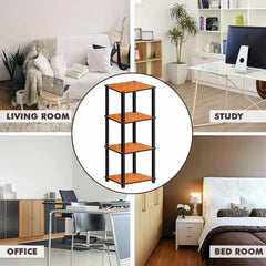 Kuber Industries Durable & Sturdy 4 Tier Wooden Bed Side Table for Bedroom | Aesthetic End Corner Table for Living Room, Home & Offices | Home Furniture Items | Teak Natural