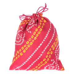 Kuber Industries Multiuses Lehriya Print Potli Bag for women With Drawstring Set of 4 (Assorted)