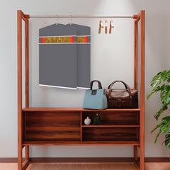 Heart Home Hanging Saree Cover | Non-Woven Plain Hanging Saree Bag | Clothes Saree Stoarge Organizer | Small Transparent View Hanging Saree Cover | Pack of 6 | Gray