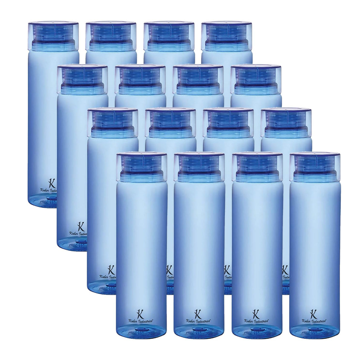 Kuber Industries BPA Free Plastic Water Bottles | Breakproof, Leakproof, Food Grade PET Bottles | Water Bottle for Kids & Adults | Plastic Bottle Set of 4 |Blue (Pack of 4)