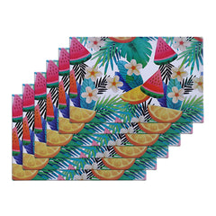 Heart Home Fruits Print PVC Waterproof & Washable Refrigerator|Fridge Placemats for Home & Kitchen Set of 6 (Transparent)