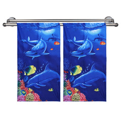 Kuber Industries Kids Bath Towel|Soft Cotton & Sides Stitched Baby Towel|Microfibered Super Absorbent Aquarium Pattern Towel for Infants,Toddler,55x26 Inch,Pack of 2 (Navy Blue)