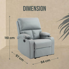 Heart Home PU Leather Extra Comfortable Single Recliner Sofa Chair for Relax | Adjustable Postions Manual Recliners for Home Theater, Living Room Chair 1 Seater | Solid - Gray