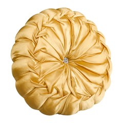 Heart Home Round Cushion | Silk Cushion Filler | Cushion for Meditation | Cushion for Seating | Cushion Gaddi for Sofa | Cushion for Chair | Flower Shape | 15 Inch | Golden