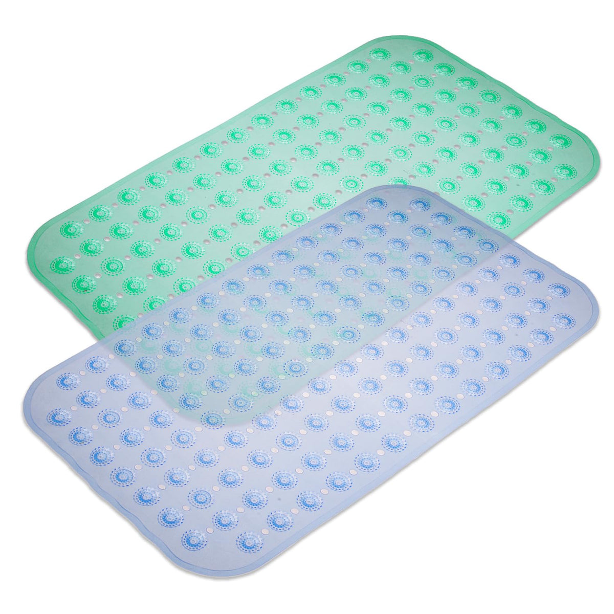 Heart Home Bath Mat | PVC Bathroom Mat | Shower Bath Mat | Transparent Round Floor Tub Mat | Foot Massager Mat | Anti-Skid Shower Mat with Drain Holes | Pack of 2 | Multi