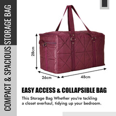 Heart Home Storage Duffle Bag | Parachute Travel Storage Bag | Storage Organizer for Clothes | Storage Carrying Bag with Handle | Zipper Closure Storage Bag for Clothes | Pack of 2 | Maroon