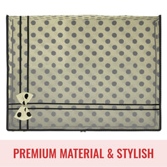 Heart Home Saree Cover | Zip Closure Saree Cover | Clothes Storage Bag | Wardrobe Organiser | Transparent Window Saree Cover | Leaf-Bow-Design | 9 inch | Pack of 9 | Cream