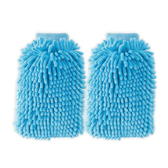 Urbane Home Gloves | Microfiber Cleaning Gloves | Chenille Mitts for Kitchen | Hand Duster for Kitchen | Hand Gloves For Car | Double Sided Gloves | SHXNEFSST2 | Pack of 2 | Blue