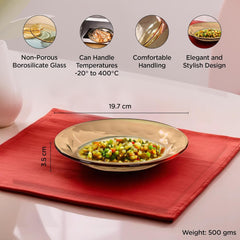 Urbane Home Borosilicate Glass Dinner Set of 4 Plates | Home Crockery for Dining | Microwave Dishwasher Safe | Dinner Plates for Festive Occasions/Parties | Yellow