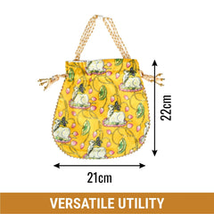Heart Home Potli|Silk Wedding Potli|Wallet Potli|Christmas Gift Potli|Baby Shower Potli|Traditional Shagun Potli|Drawstring with Beads Handle Potli|Cow-Design Patli Potli|Pack of 3|Multi