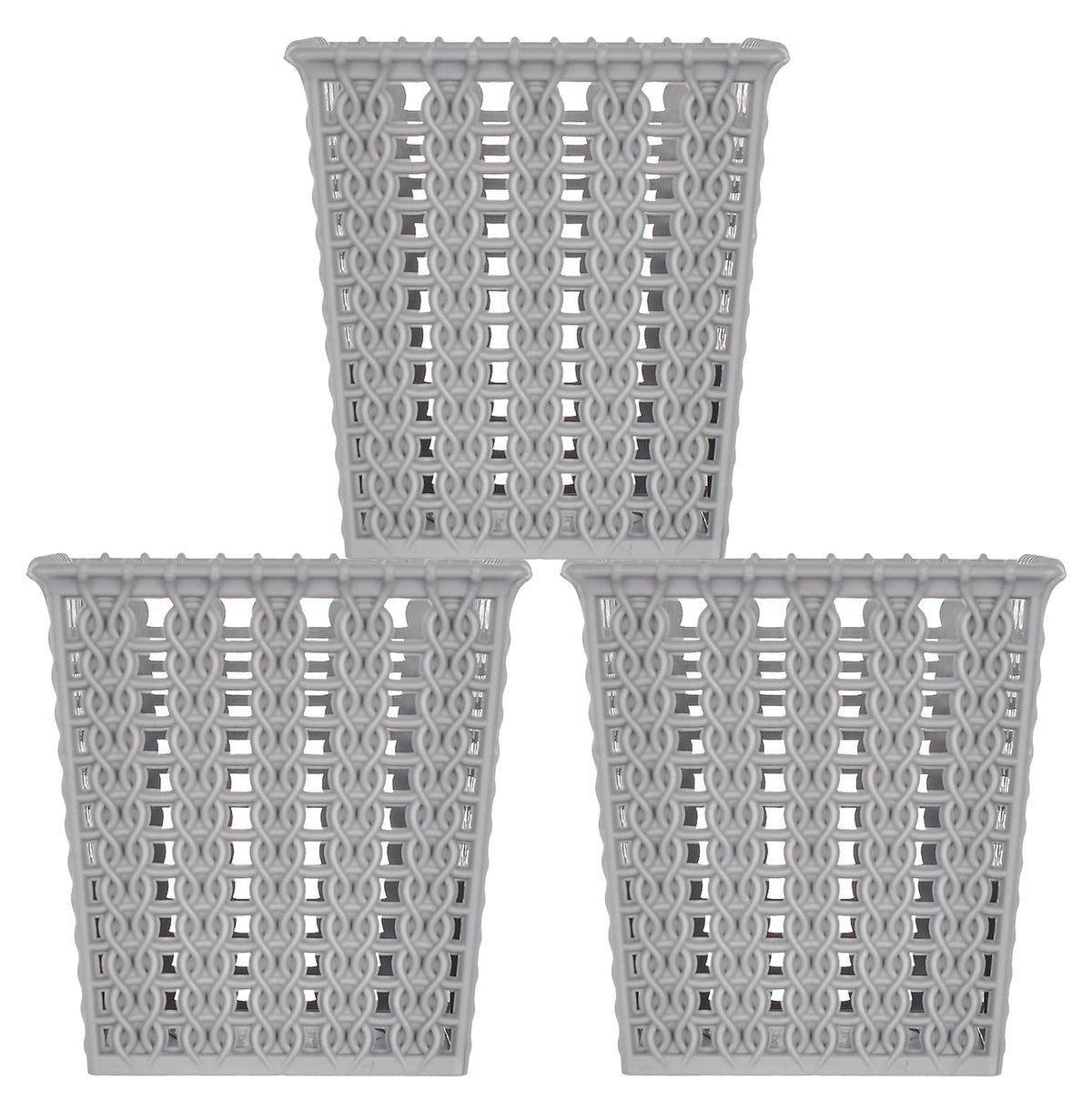 Heart Home Square Shape M 5 Multipurpose Plastic Holder/Organizer for Kitchen, Bathroom, Office, Living Room - Pack of 3 (Grey)-46HH0448