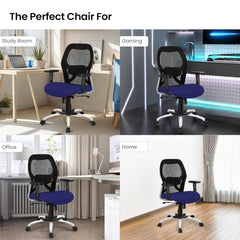 Kuber Industries Ergonomic Office Chairs for Work From Home | Comes with Manual Height Adjustable Armrest & 2D Lumbar Support | Comfy Study Chair for Students with Wheels | Black