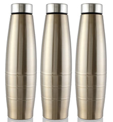 Kuber Industries Falcon Stainless Steel 3 Pieces Fridge Water Bottle/Refrigerator Bottle/Thunder, 1000 ML (Brown)-CTKTC043612