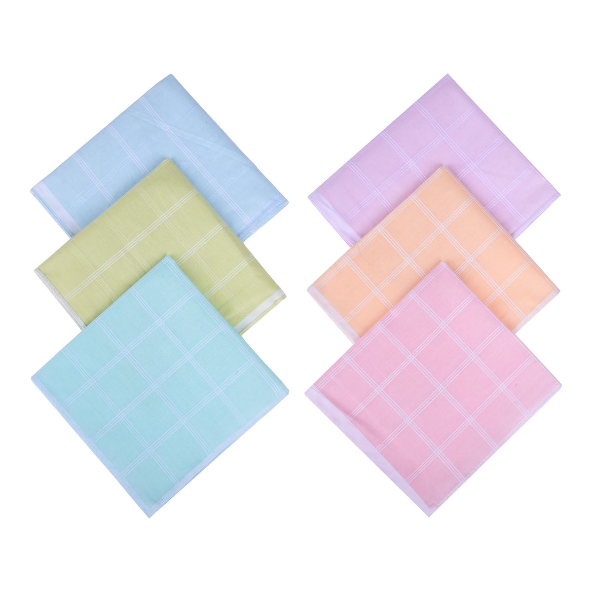 Kuber Industries Handkerchief | Cotton Handkerchief for women | Women’s Vintage Hanky | Women's Handkerchiefs | Ladies Rumal Hankies | Light Check | 6 Piece Set | Multi