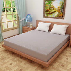 Kuber Industries Waterproof Double Bed Mattress Cover|Breathable Terry Cotton Surface & Elastic Fitted Mattress Protector,6 x 6.5 Ft. (Grey) (Pack of 2)