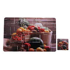 Heart Home Fruit Design PVC 6 Piece Dining Table Placemat Set with Tea Coasters - Multicolour CTHH10039