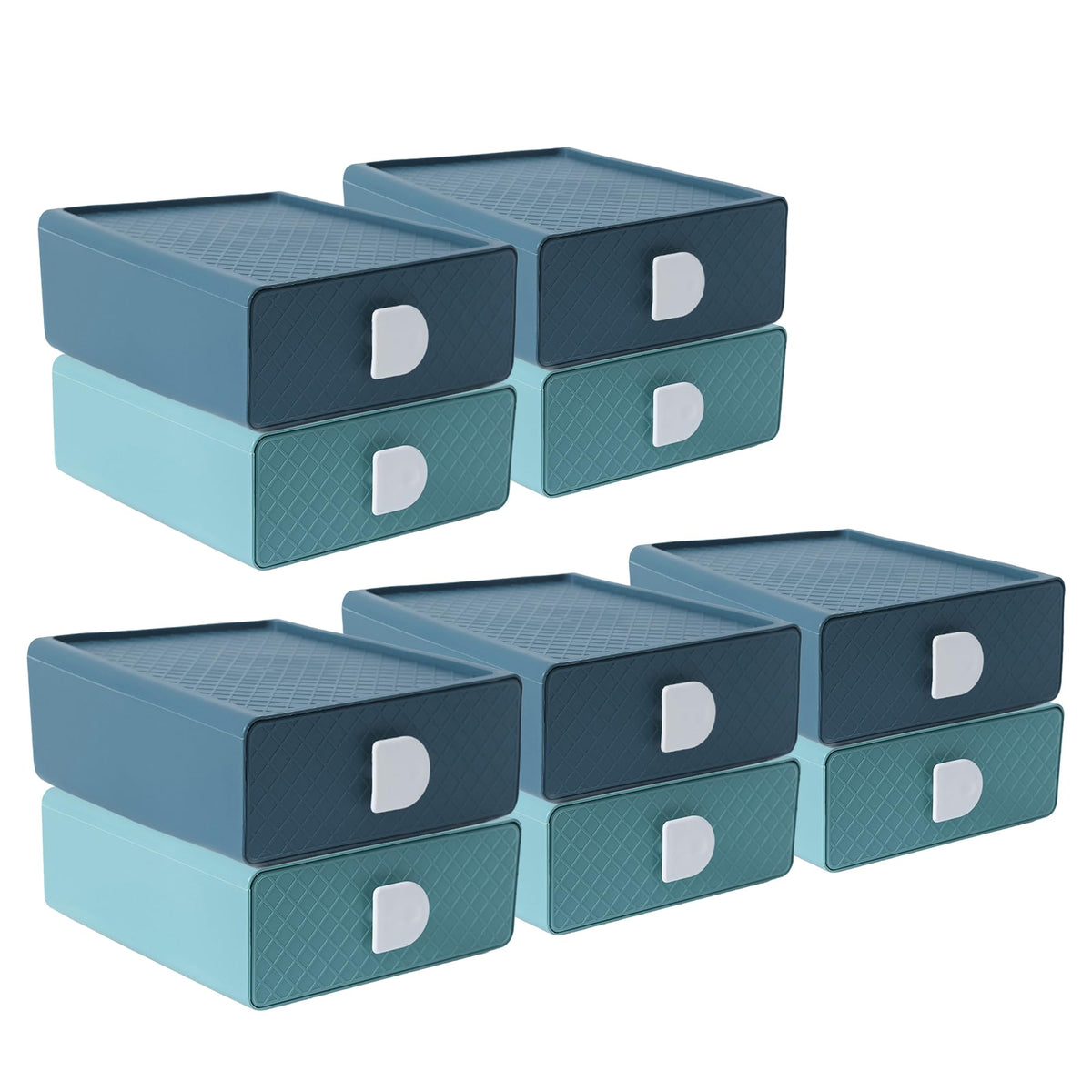 Kuber Industries (Set of 10) Mini Storage Box Drawer Organizer For Toys, Medicine Utility, Baby & Kids Items - Green & Blue Color