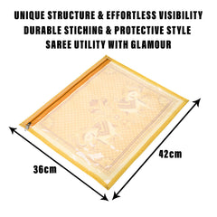 Heart Home Saree Cover | Clothes Storage Bag | Single Packing Saree with Zip Closure | Wardrobe Organizer | Cloth Stoarge Organizer | Elephant Design | Pack of 12 | Cream