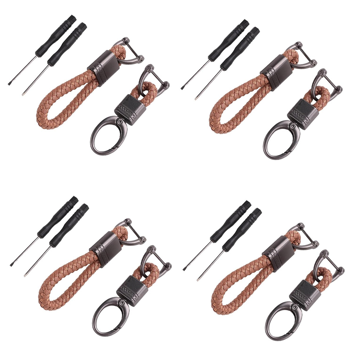 Kuber Industries Keychain/Keyring/Key Tag|Car Key Clip, Key Holder, Key Organizer|Pack of 4| (Brown)