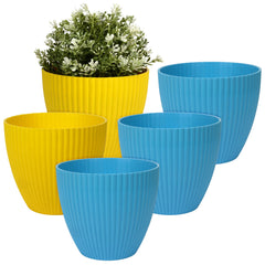 Heart Home Flower Pot | Flower Planter Pots for Indoor | Flower Pots for Outdoor | Pot for Garden & Balcony Flowering | Flower Plants Pot | Mega Flower Pot | 6 Inch | Pack of 5 | Multi