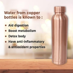 Kuber Industries Copper Water Bottle | BPA Free, Non Toxic | Leakproof, Durable & Lightweight | with Added Health Benefits of Copper | Ergonomic Design & Easy to Clean | Black| 950 ml (Pack of 2)