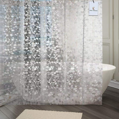 Kuber Industries Polyvinyl Chloride Shower Curtain,(PVC) Transparent, 1 Piece Curtain and 8 Pieces Rings | Plastic Shower Curtain