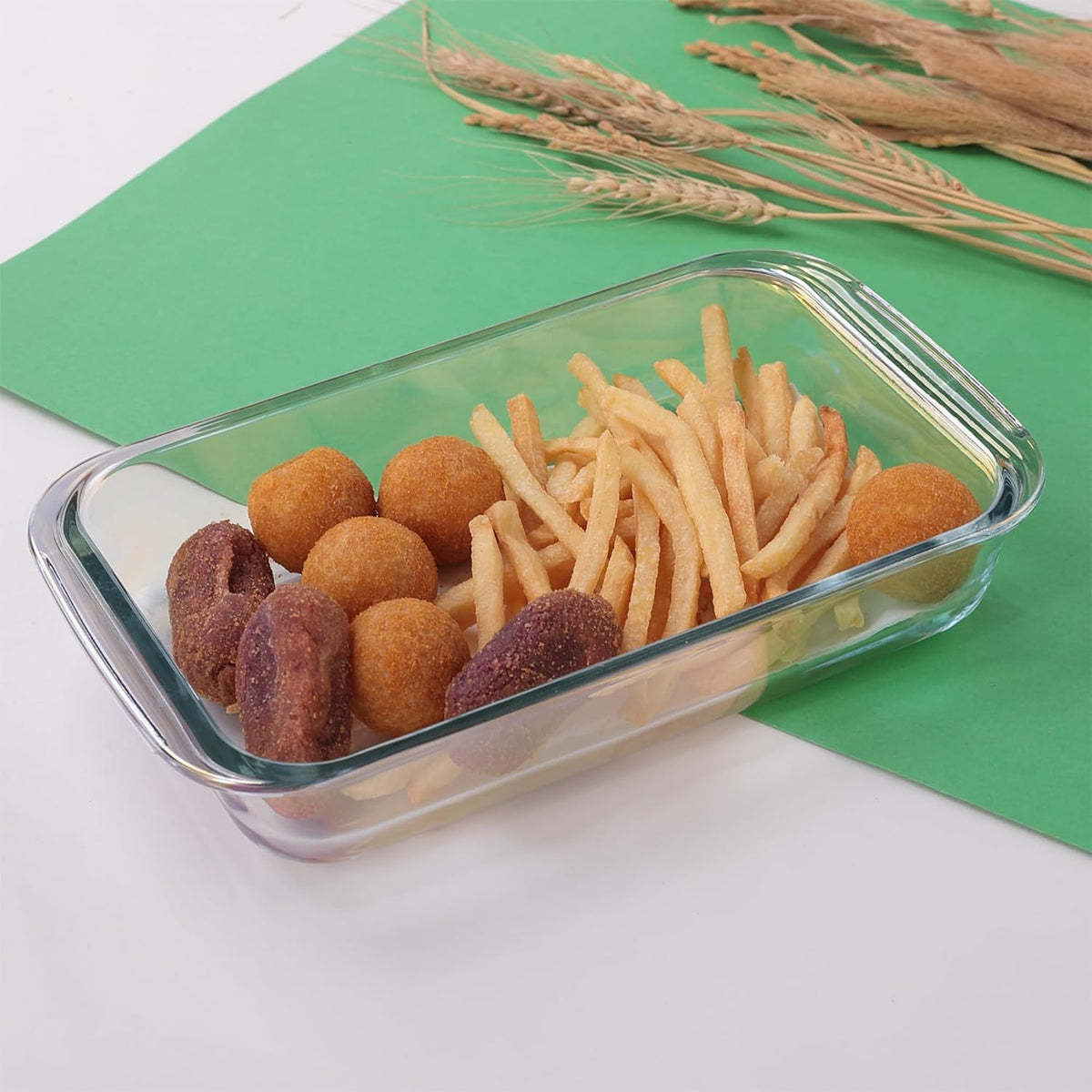 Kuber Industries 2200 ml Borosilicate Glass Baking Tray | Transparent Microwave Oven Safe Utensils | Rectangular Bread Moulds for Baking | Dishwasher Safe | Multipurpose use Serving Tray