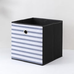 Kuber Industries Foldable Storage Basket|Square Toy Storage Bin|Front Grab Handle|Wardrobe, Closet Organizer (Navy Blue) (Pack Of 3)