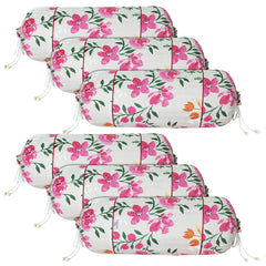 Heart Home Bolster Covers | Soft Cotton Bolster Cover Set | Diwan Round Bolster Pillow Covers | Green Leaf Print Roll Masand Cover | 16x32 Inch | Pack of 6 | Multicolor