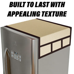 Kuber Industries Fridge Top Cover | Fridge Top Cover with Pockets | Refrigerator Top Cover for Kitchen | Fridge Top Cover with 6 Utility Pockets | Dot Fridge Cover | Golden