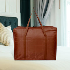 Heart Home Storage Attachi Bag | Parachute Travel Storage Bag | Underbed Storage Bag | Storage Organizer for Clothes | Zipper Closure Blanket Bag with Handle | Large | Pack of 2 | Brown