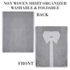 Heart Home Shirt Cover | Foldable & Durable Wardrobe Organizer | Non Woven Shirt Organizer for Home & Traveling with Transparent Window | Pack of 3 | Gray