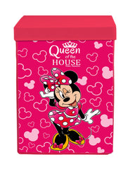 Kuber Industries Disney Minnie Print Non Woven Fabric Foldable Laundry Organiser With Lid & Handles (Set Of 2, Pink)-KUBMART16287