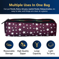 Heart Home Pencil Pouch|Rexine Stationary Pouch|Pencil Utility Pouch|School Pencil Case for Kids|Pen-Pencil Box for Kids|2 Zipper Pencil Organizer|Star Pencil Pouch|Pack of 2|Maroon