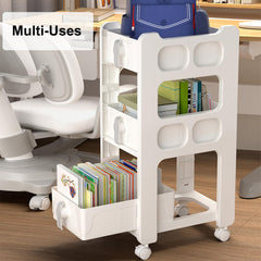 Kuber Industries Pack of 5 Multipurpose Trolley Storage Organiser | 3 Layer Shelf | Trolley with Wheels for Kitchen Accessories | Large Capacity, Easy installation, Space Saving | 6401 | White