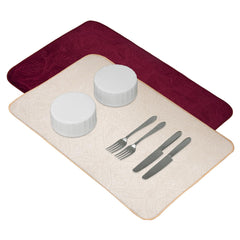 Kuber Industries Dish Dry Mat | Microfiber Self Drying Mat | Kitchen Drying Mat | Water Absorbent Kitchen Mat | Embossed Dish Dry Mat | 50x70 | Pack of 2 | Cream & Maroon