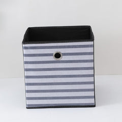 Kuber Industries Pack Of 5 Foldable Storage Basket|Square Toy Storage Bin|Front Grab Handle|Wardrobe, Closet Organizer (Navy Blue)