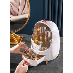 Kuber Industries Pack of 2 Household Cosmetic Storage Organizer | Cute Modern Look | Plastic Storage box for Brushes, Lotions, Lipstick, Nail Polish | 1029WH | White