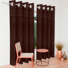 Heart Home Door Curtain|Darkening Door Curtains|Premium Drapes for Bedroom|Sheer Curtain with 8 Rings|Parda for Living Room|Net Frill Door Curtain|7 Ft|SY15ZZ|Brown