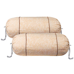 Kuber Industries Bolster Covers | Cotton Bolster Cover Set | Diwan Bolster Cover Set | Bolster Pillow Cover | Khakhi Printed Masand Cover | 16x32 Inch | Pack of 2 | Cream