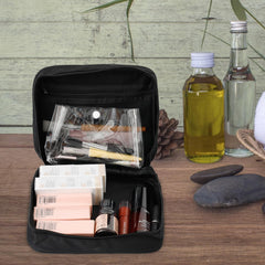 Homestic Cosmetic Storage Case|Makeup Kit Box for Women|Small Vanity Case|Pouch for Home & Travel|Two Compartment|Zipper Closure (Black)