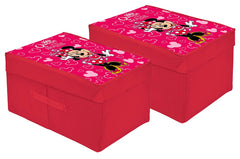 Heart Home Disney Minnie Printed Flodable Storage Box/Organizer For Toys, Cloths And Books With Lid & Handle- Pack of 2 (Pink)-HS43HEARTH26581