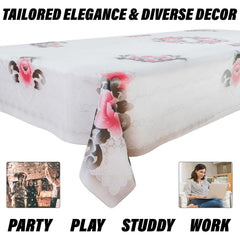 Heart Home Dining Table Cover | PVC Table Cloth Cover | 6 Seater Table Cloth | Flower Almond Table Cover | Table Protector | Table Cover for Dining Table | 60x90 Inch | Black