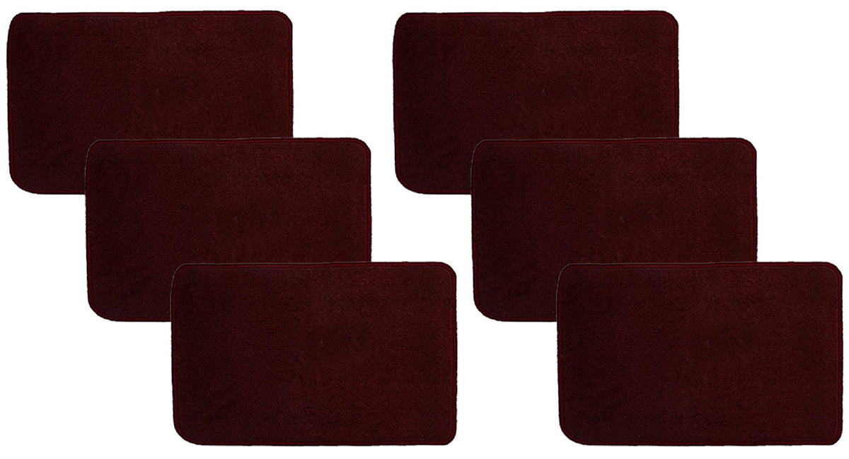 Kuber Industries Microfiber Anti Slip 6 Pieces Door Mat 22"x14"(Maroon) (CTKTC046217)