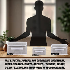 Kuber Industries Foldable Boxes For Storage - (Pack of 4) Multipurpose Storage Organizer For Clothes | Wardrobe | Closet | Toys | Books - Undergarment Organizer Basket With Handle And Lid (Grey)